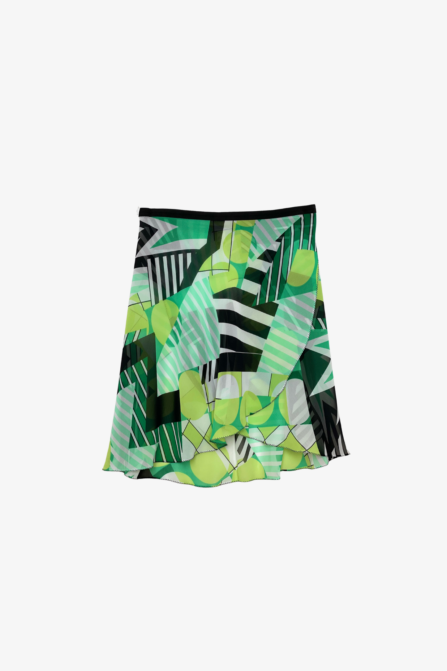 GREEN GEOMETRIC long wrap skirt
