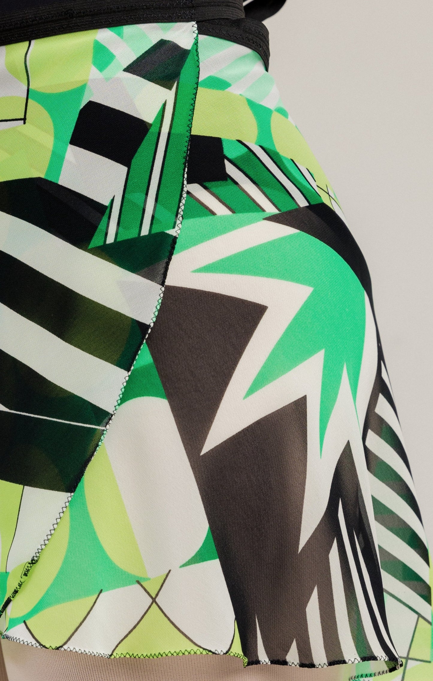 GREEN GEOMETRIC long wrap skirt