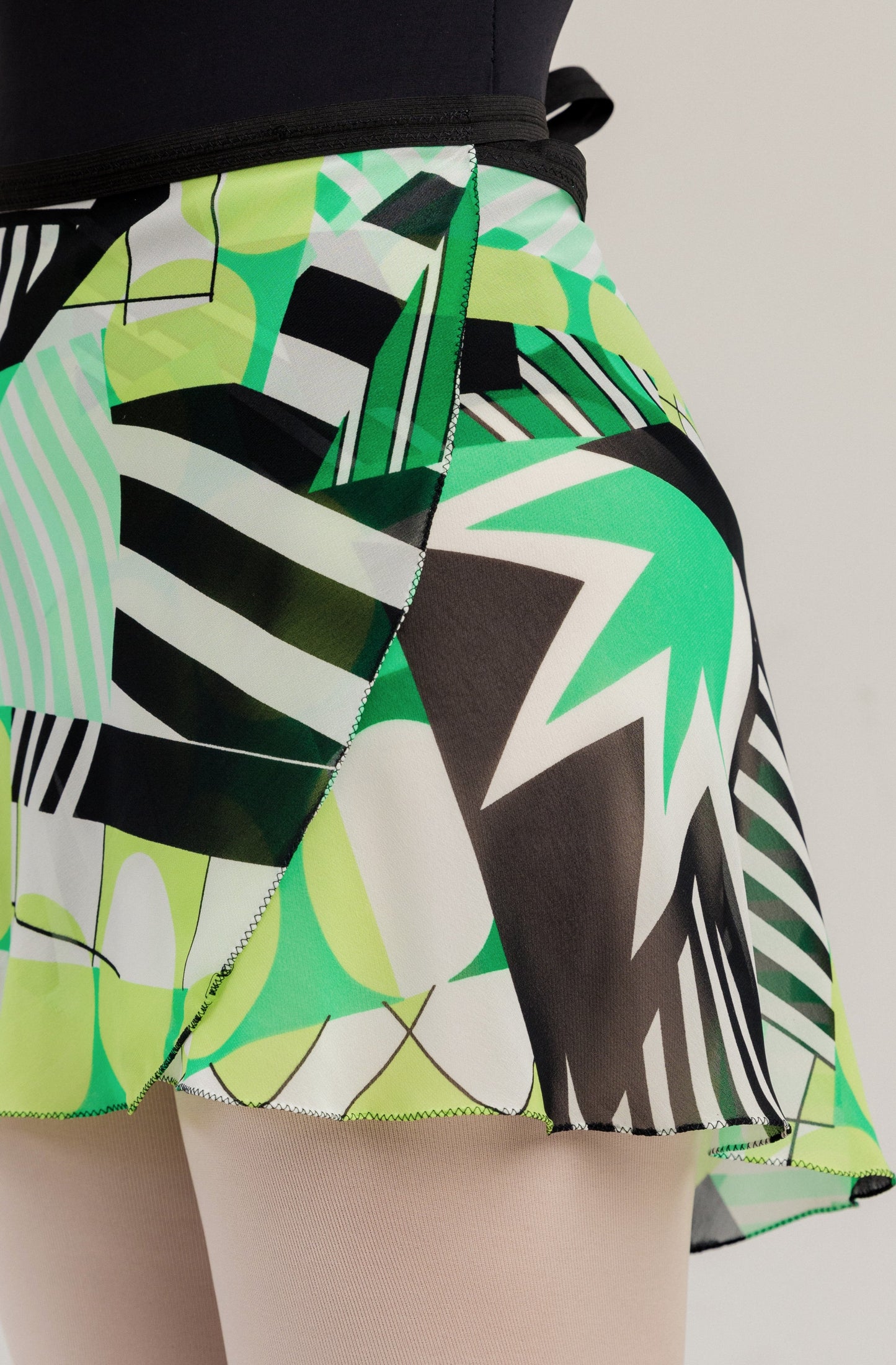GREEN GEOMETRIC short wrap skirt
