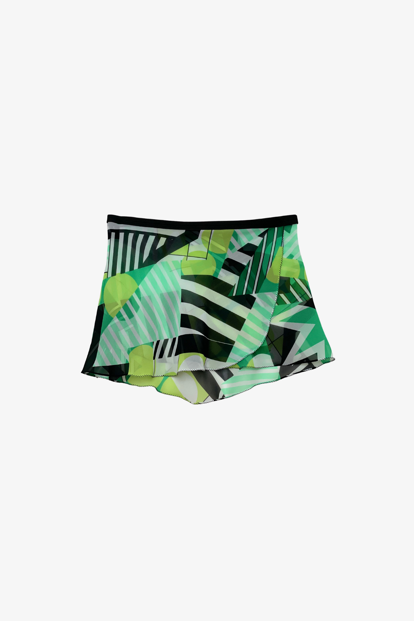 GREEN GEOMETRIC short wrap skirt